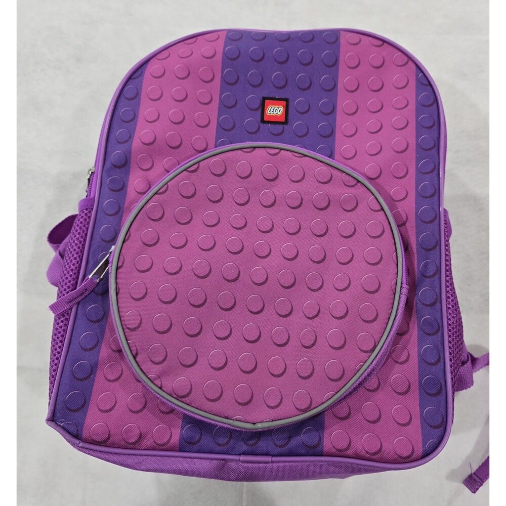 Lego Backpack Kids Purple Pink Brick Design Reflective Zipper Vintage